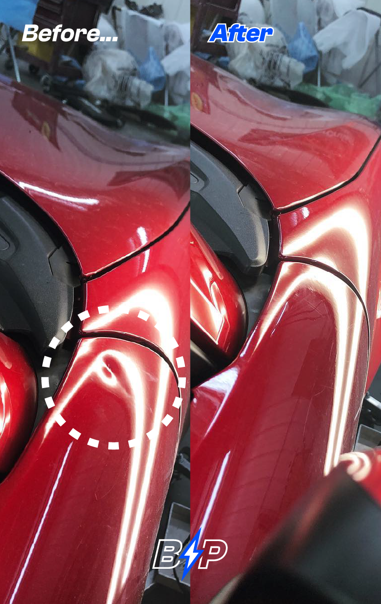 Before and after dent repair